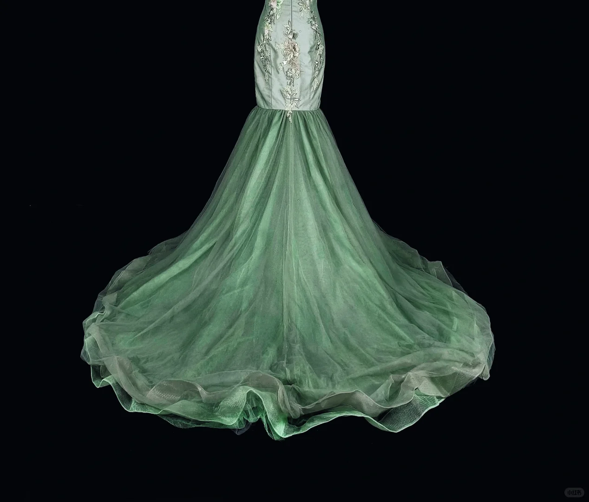 Charming Off The Shoulder Satin Tulle Appliqued Long Prom Dress Green Mermaid Evening Dress D5382