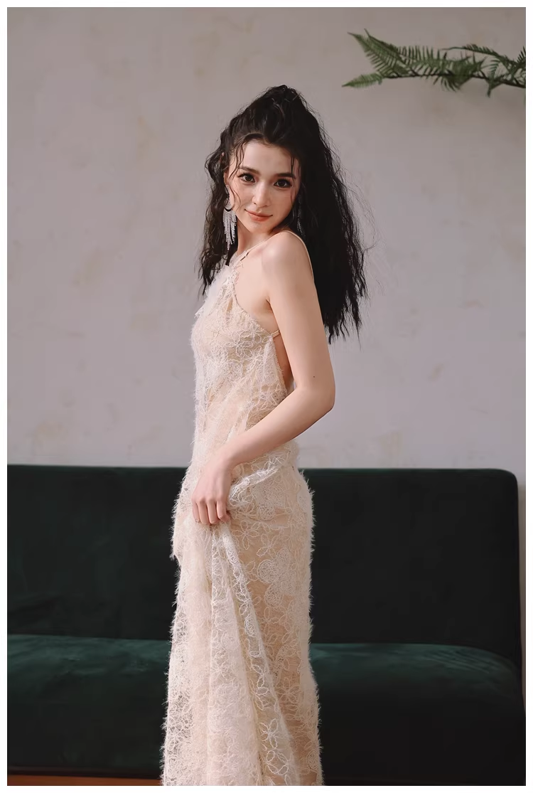 Elegant Sleeveless Lace Backless Long Birthday Party Dress Evening Gown D2439