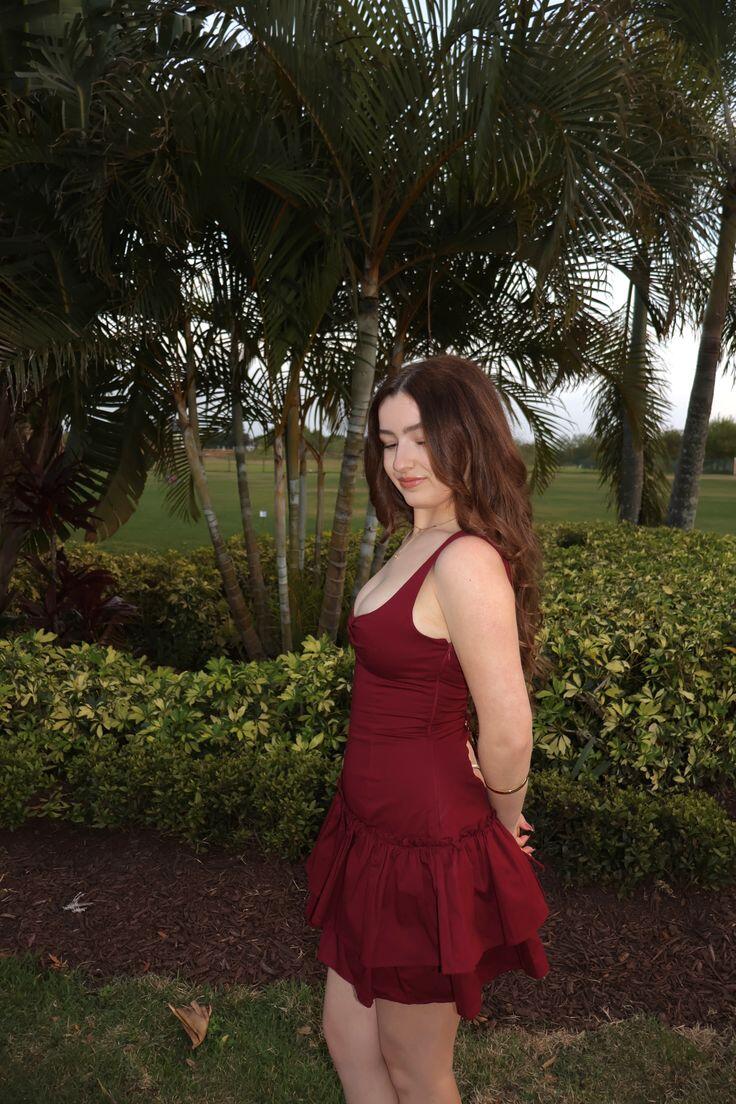 Vintage Burgundy Satin A Line Short 9th Grade Homecoming Dress,Spaghetti Straps Layered Mini Party Dress D4112