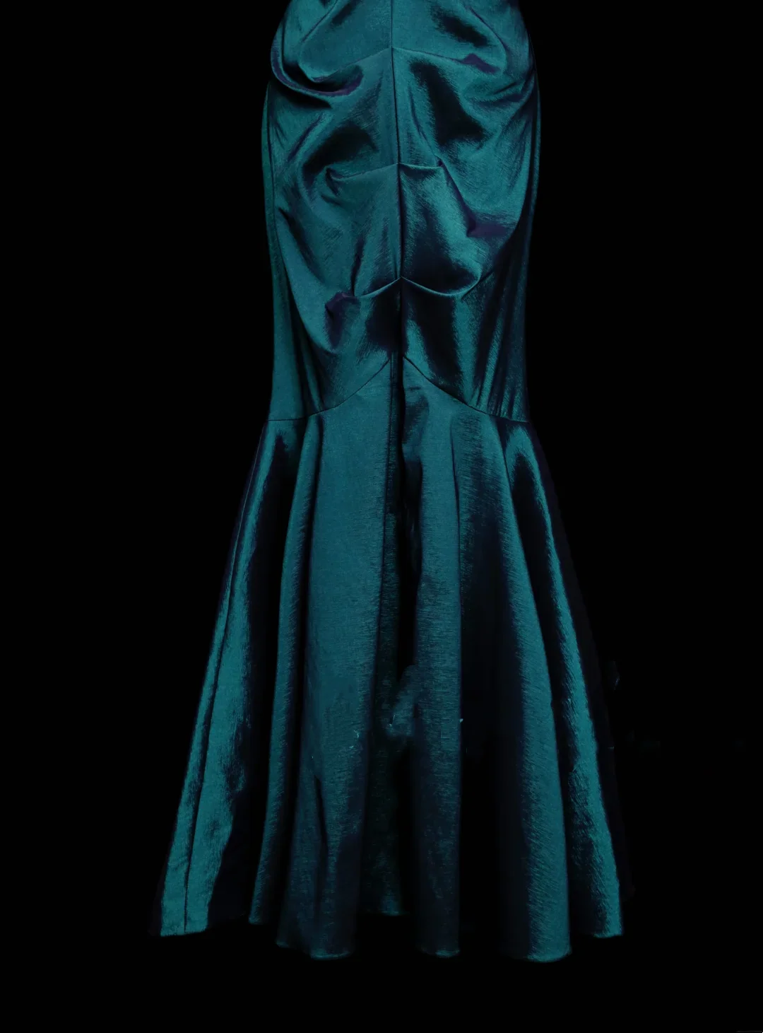 Vintage V Neck Blue Satin Pleated Mermaid Long Prom Dresses Party Dress D4880