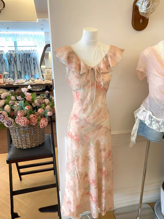 Pink Ruffle A Line Vacation Dress Birthday Party Dress S286