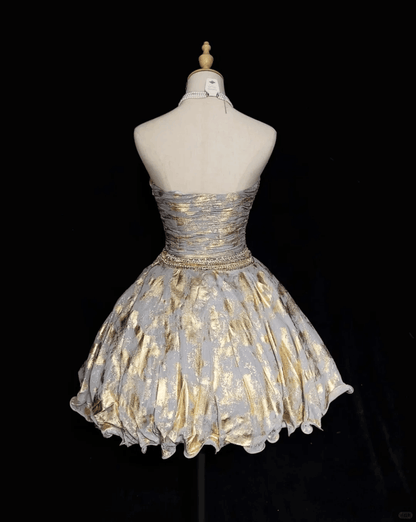 Unique Strapless Tulle Sequin Beaded A Line Short Homecoming Dress Birthday Outfits D3379