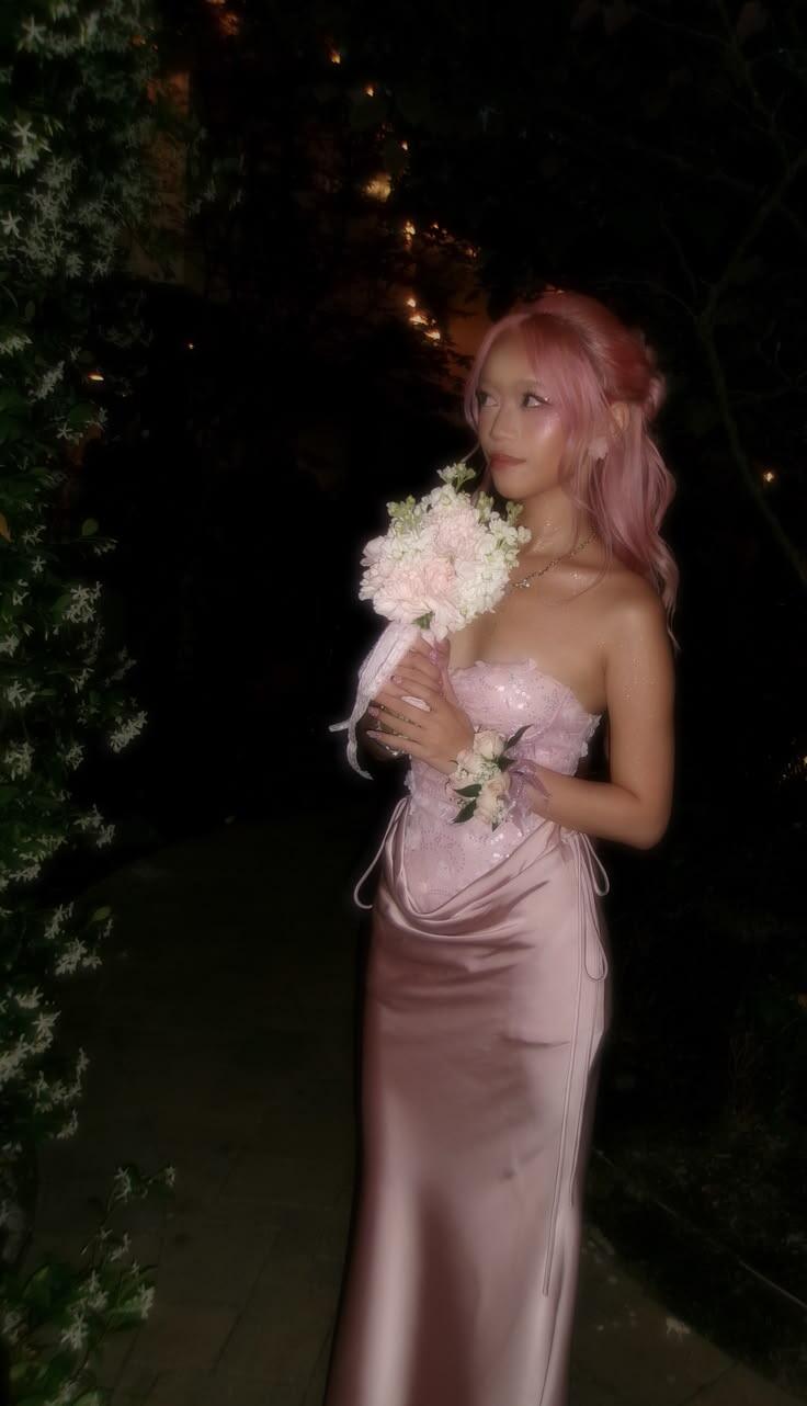 Fairy Sweetheart Neck Satin Sequin Mermaid Long Wedding Guest Dress,Pink Long Birthday Party Dress D4106