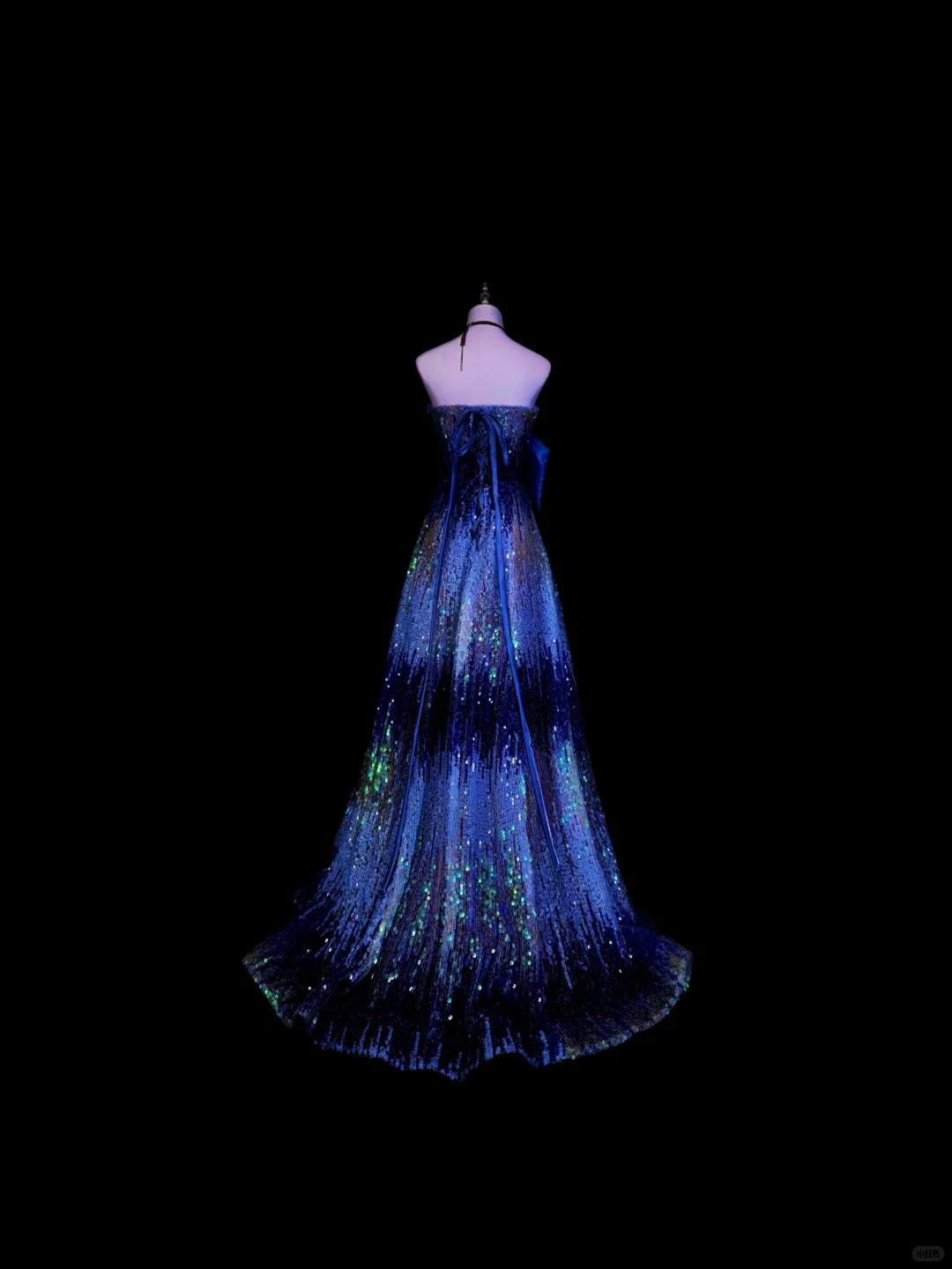 Unique Strapless Blue Sequin Long Party Dress Evening Dress D5375