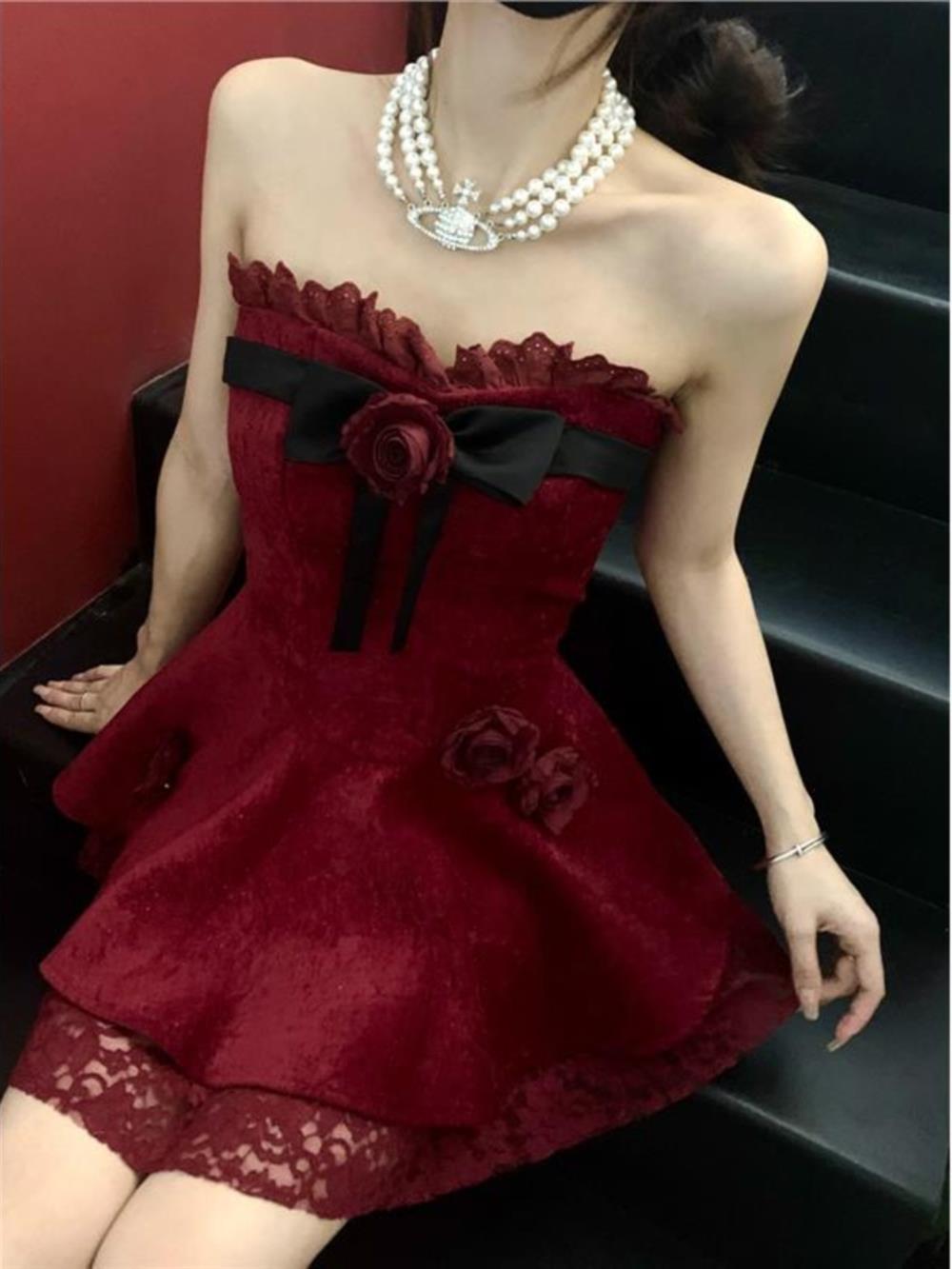 Chic A line Sweetheart Red Lace Homecoming Dresses Birthday Dress Birthday Outfits SD1185