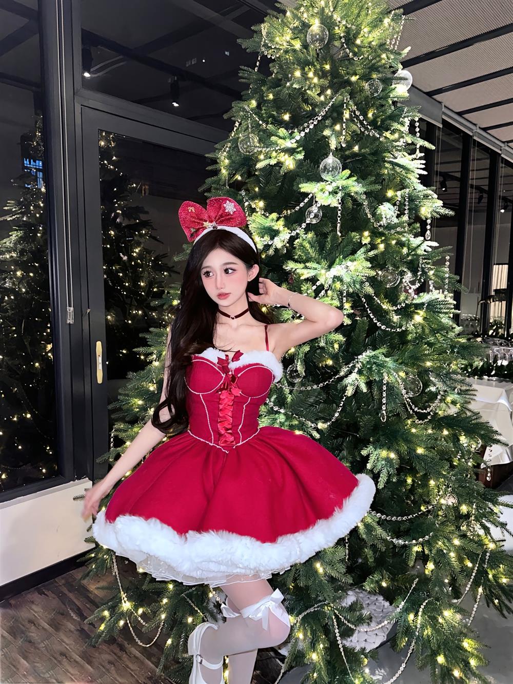 Ball Gown Spaghetti Straps Red Christmas Dress Birthday Dresses Birthday Outfits SD1125