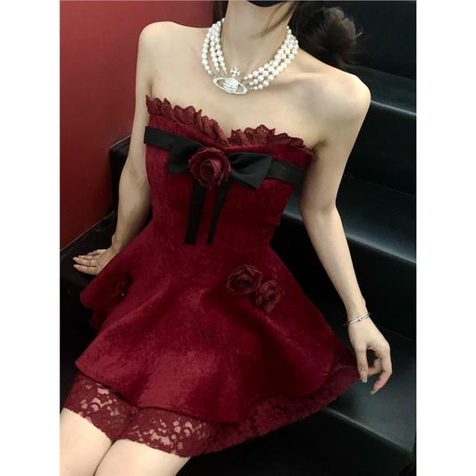 Chic A line Sweetheart Red Lace Homecoming Dresses Birthday Dress Birthday Outfits SD1185