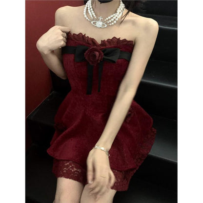 Chic A line Sweetheart Red Lace Homecoming Dresses Birthday Dress Birthday Outfits SD1185