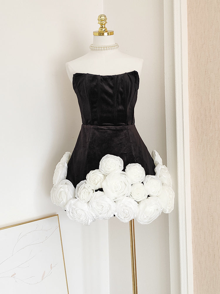 Sexy Sheath Strapless Velvet Black Holiday Dress Travel Vacation Dress –  SweetDress