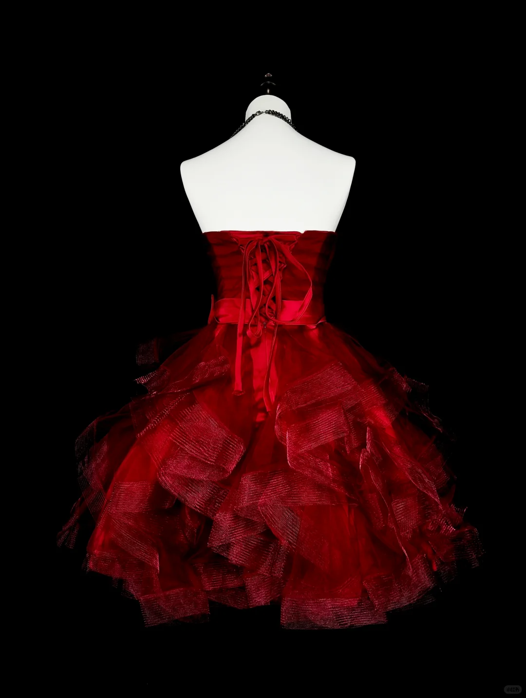 Chic Strapless Red Satin Tulle Beaded A Line Short Birthday Dress,Mini Prom Dress D4069