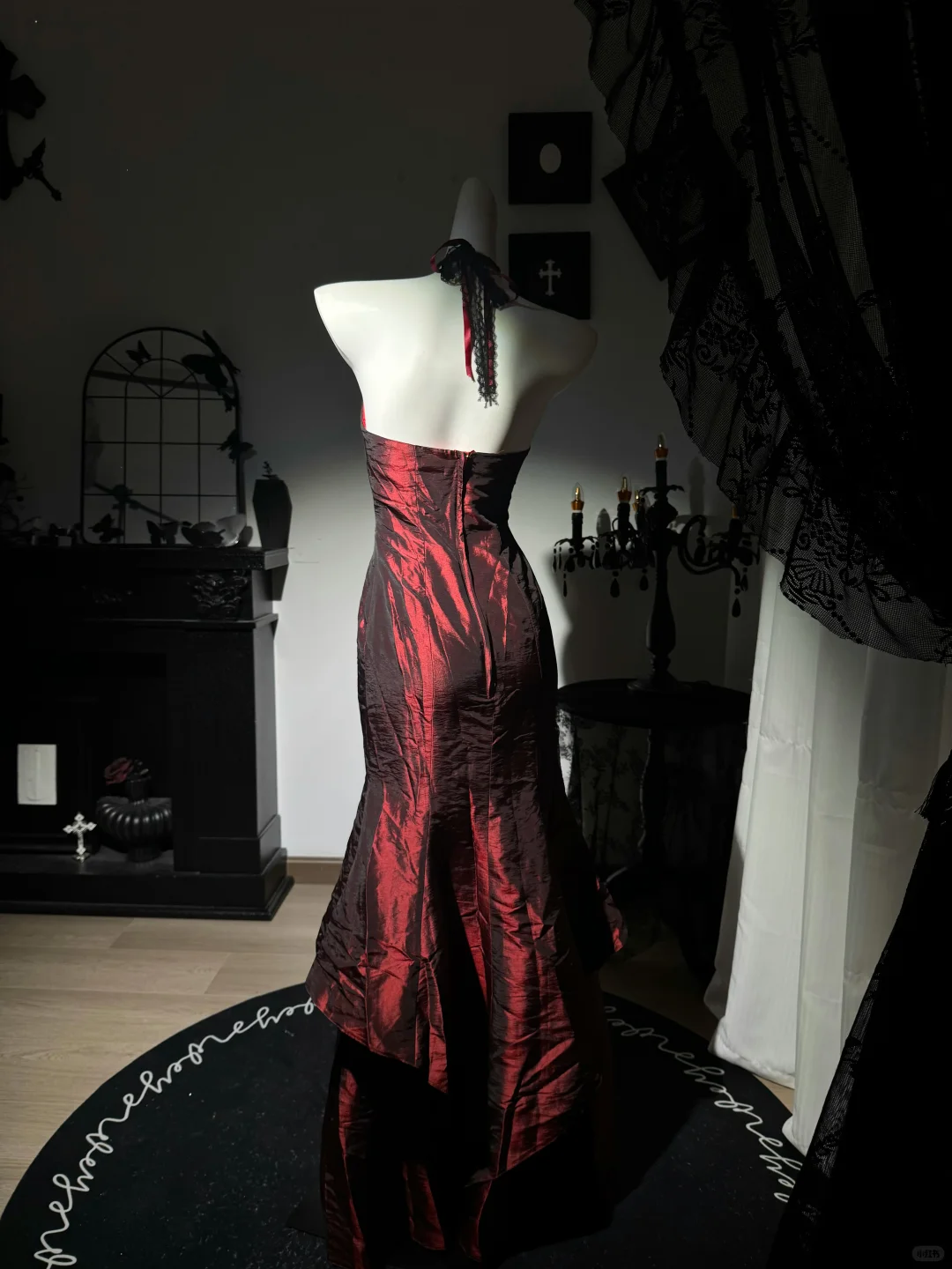 Vintage Burgundy Strapless Satin Beaded Mermaid Evening Dress Long Prom Gown D3732