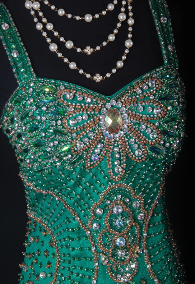 Vintage Spaghetti Straps Green Satin Tulle Beaded Party Dress Mermaid Long 21st Birthday Outfits D2240