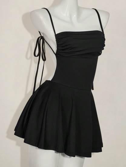 Sexy Spaghetti Straps Black Backless Cocktail Dress Short Homecoming Dress S899