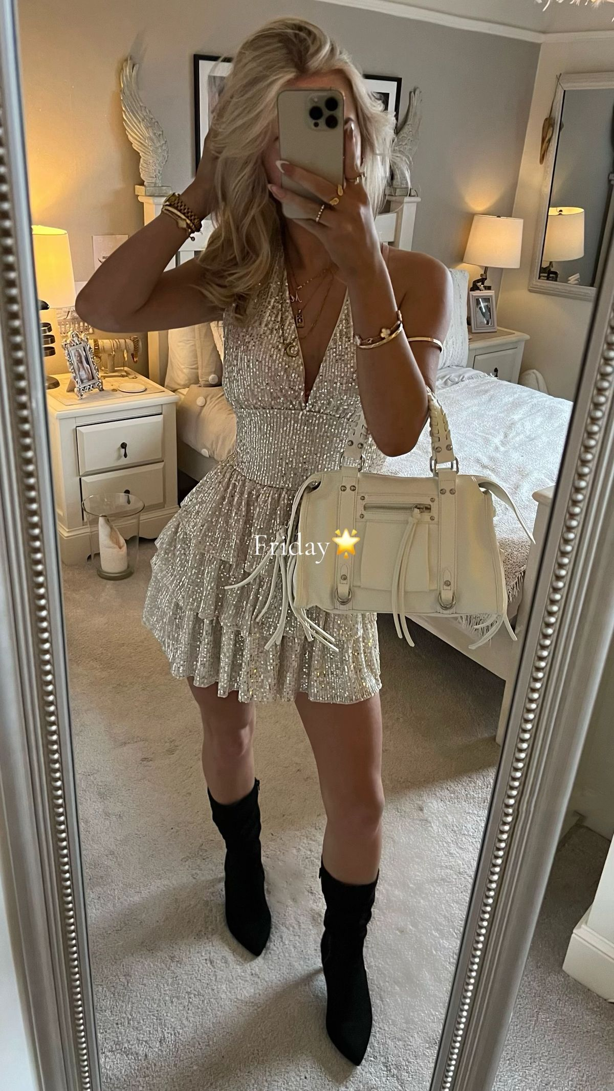 Sparkly Halter V Neck Sequin Layered A Line Short Homecoming Dress Mini Birthday Outfits D3278