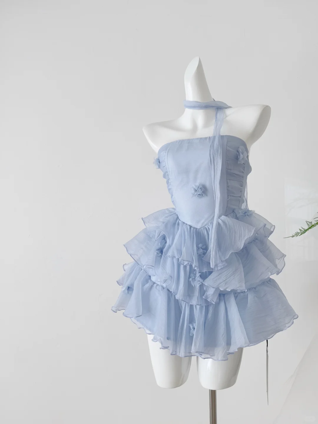 Classy Strapless Blue Chiffon Layered A Line Short Homecoming Dress Birthday Dress D3132