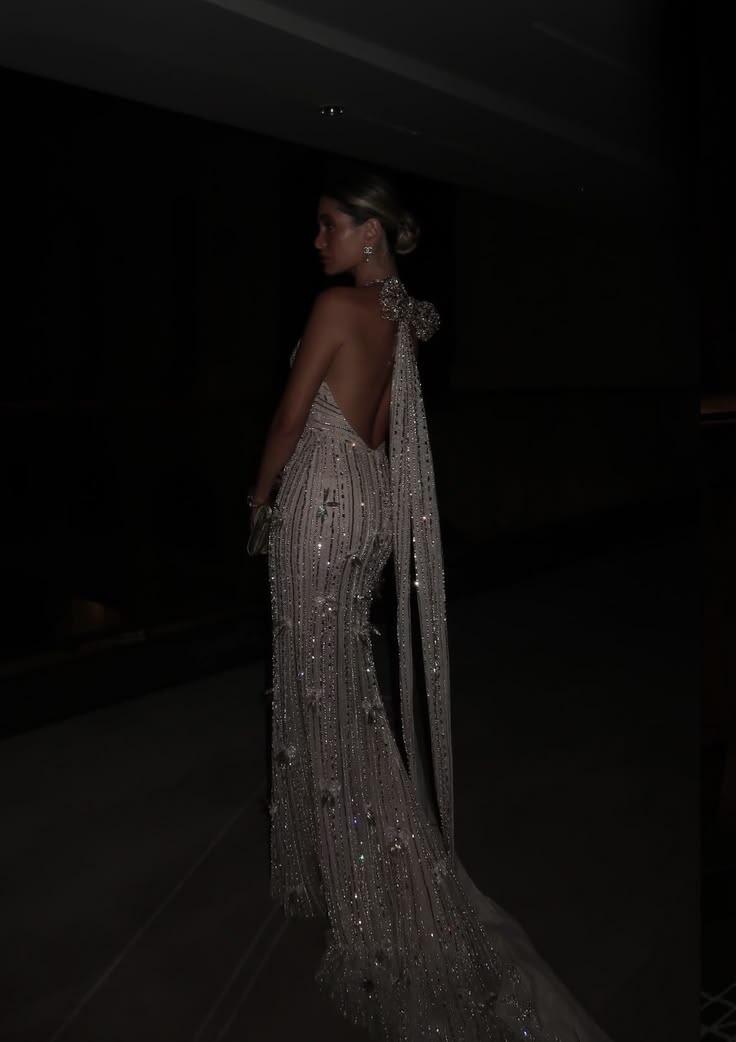 Elegant Light Champagne Tulle Beaded Mermaid Party Dress,Halter Backless Long Evening Dress D3597