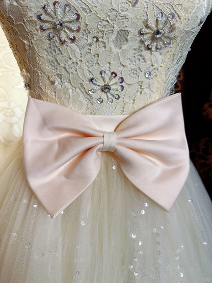 Sweet Lace Tulle Sleeveless A Line Short Homecoming Dress Formal 20th Birthday Outfit With Bow D730