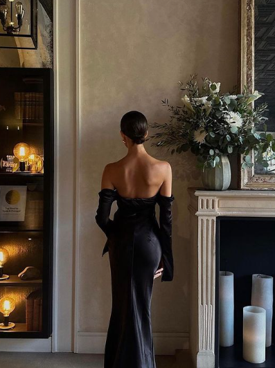 Formal Off-shoulder Sleeveless Mermaid Satin Evening Prom Dresses SD1589