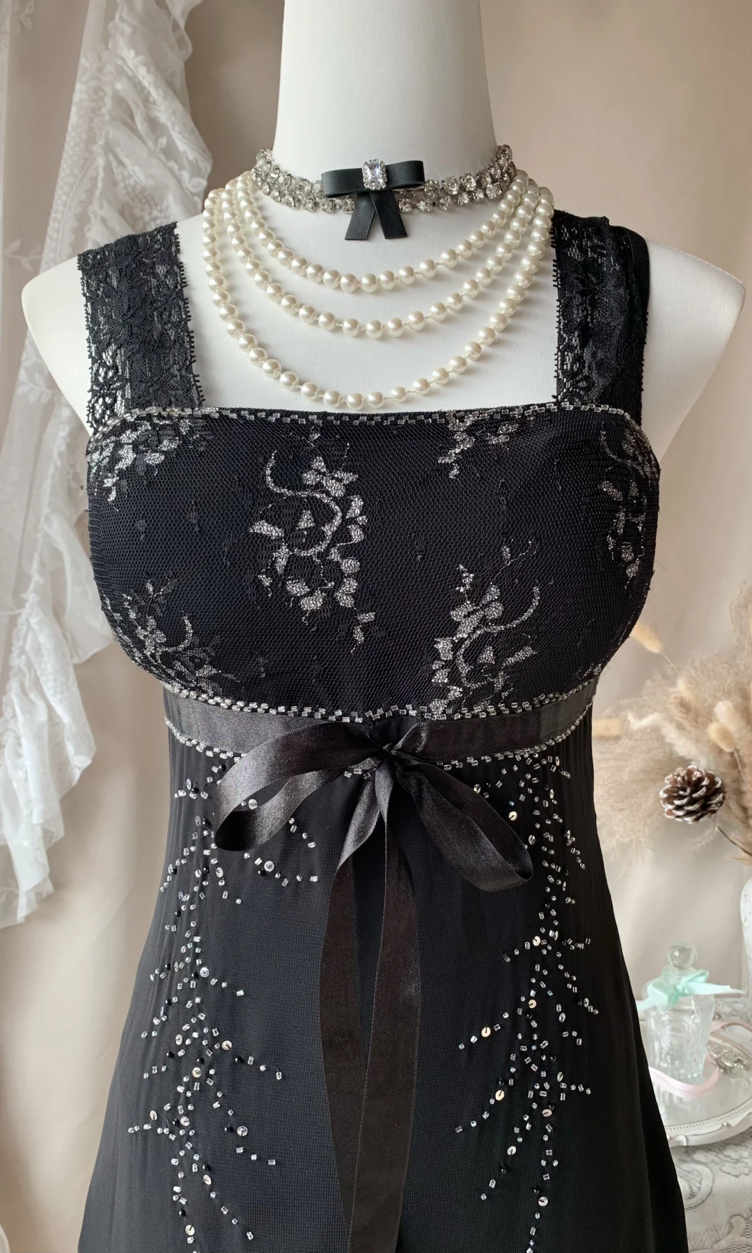 Gorgeous Black Lace Chiffon Beaded Short Homecoming Dress Mini Birthday Dress D3183