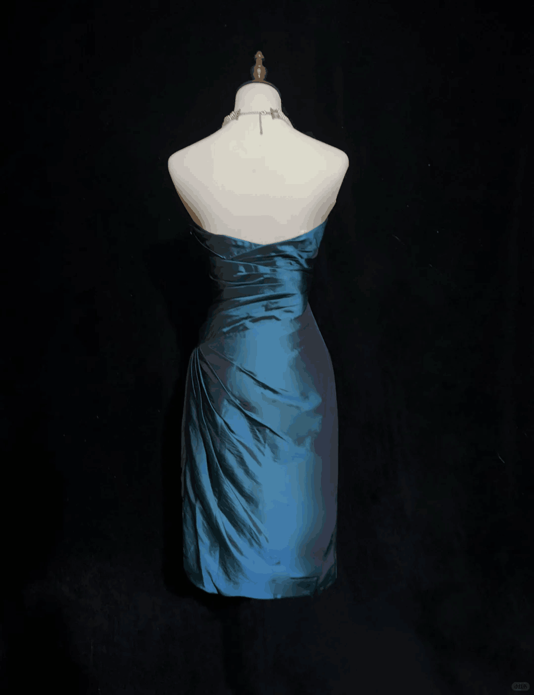 Simple Blue Satin Pleated Short 7th Grade Homecoming Dress,Strapless Sheath Mini Birthday Outfits D3375