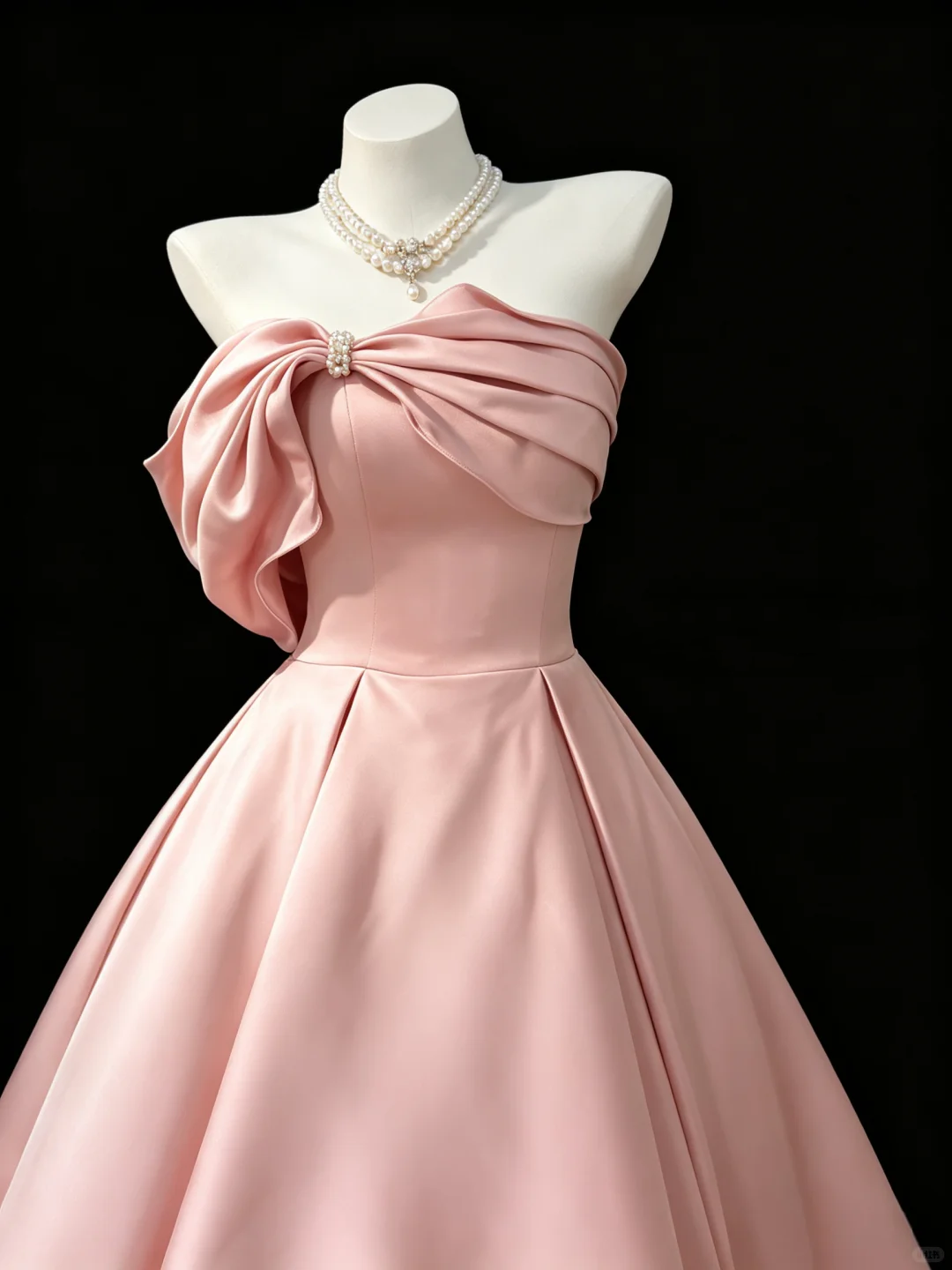 Classy Pink Satin Long Evening Dress Birthday Party Dress D5288