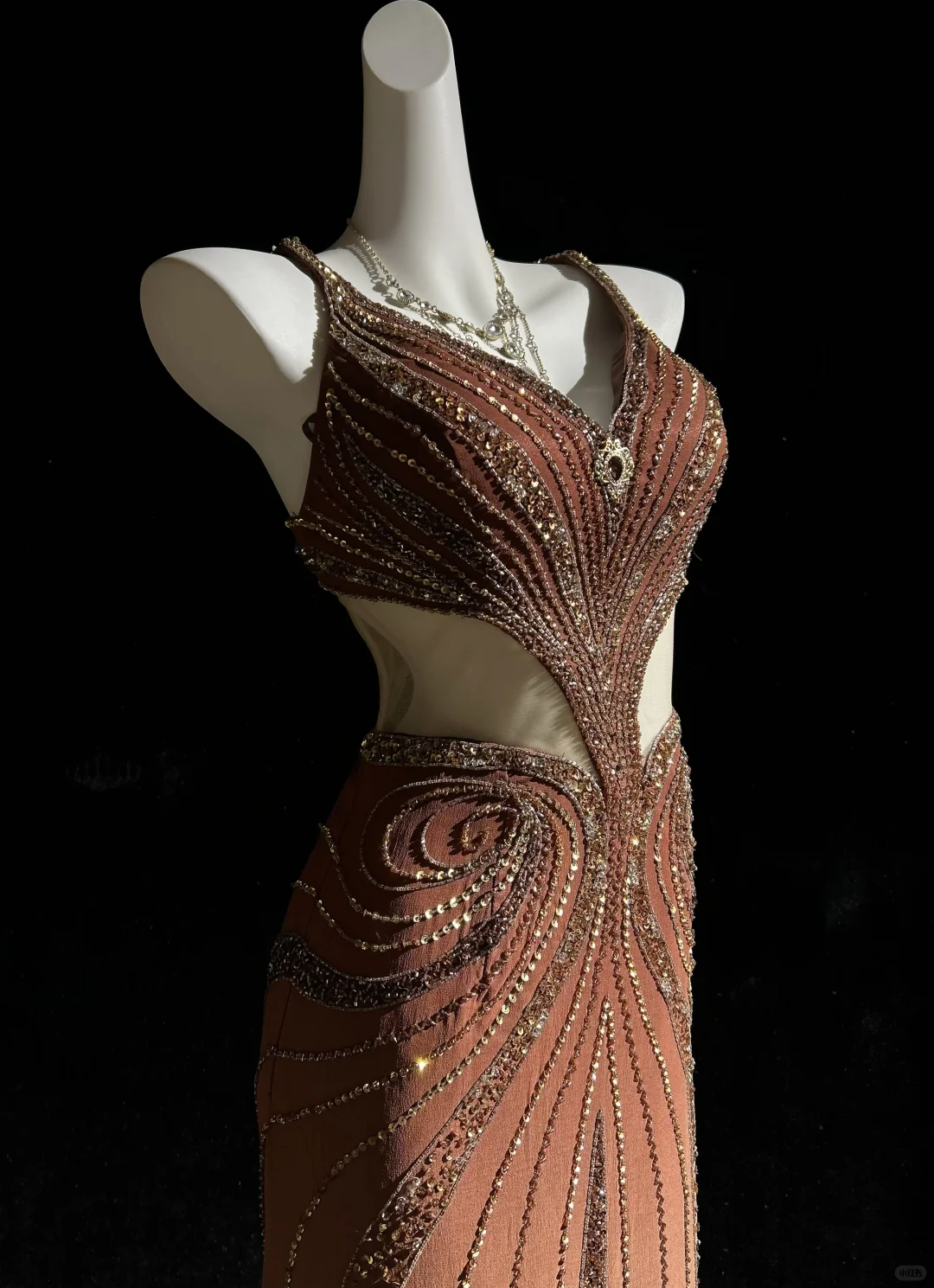 Vintage Ombre Chiffon Beaded Mermaid Evening Dress Long Prom Dress D3116