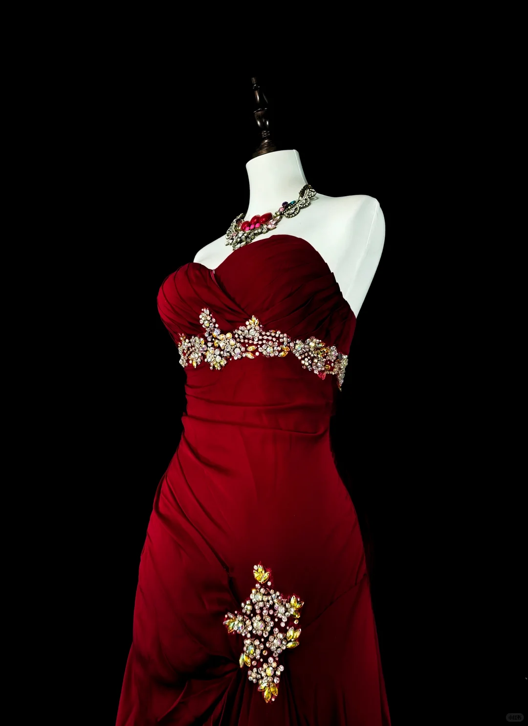 Vintage Sweetheart Neck Satin Pleated Beaded Evening Dress Burgundy Mermaid Long Party Dress D5378