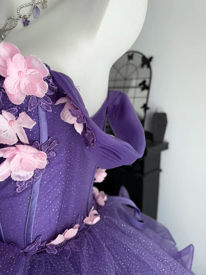 Pretty Purple Quinceanera Dress Off The Shoulder Tulle Appliques Sweet 15 16 Dress D4704