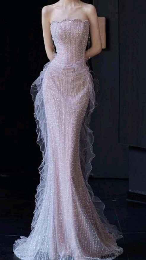 Charming Pink Strapless sequin Mermaid Long Evening Dress Formal Wedding Guest Dress Birthday Prom Dress D1985