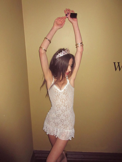 Elegant Spaghetti Straps Lace Sheath Ruffles Short Homecoming Dress Birthday Outfits D4680