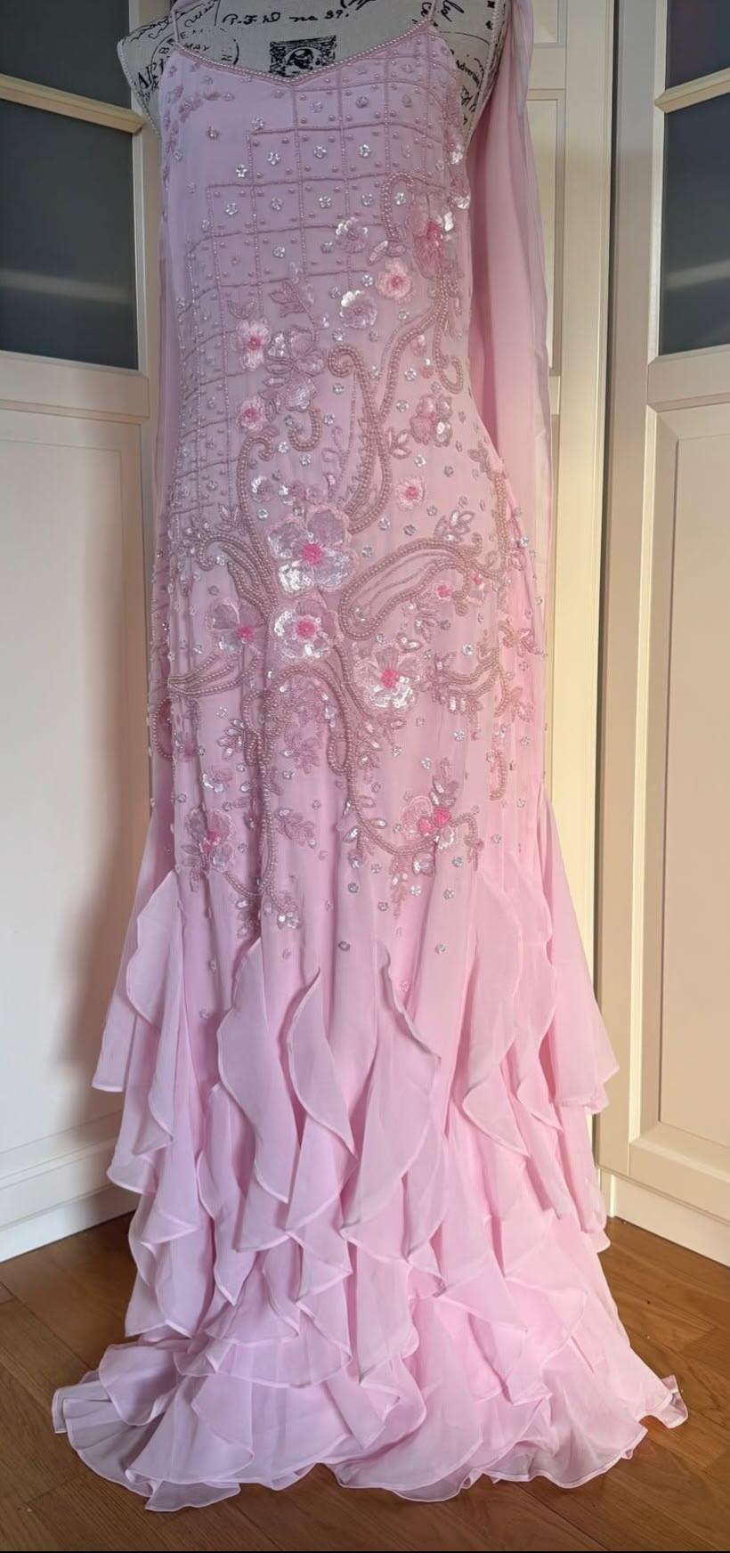 Glamorous Spaghetti Straps Beaded Chiffon Ruffles Mermaid Long Party Dress Evening Dress D4110