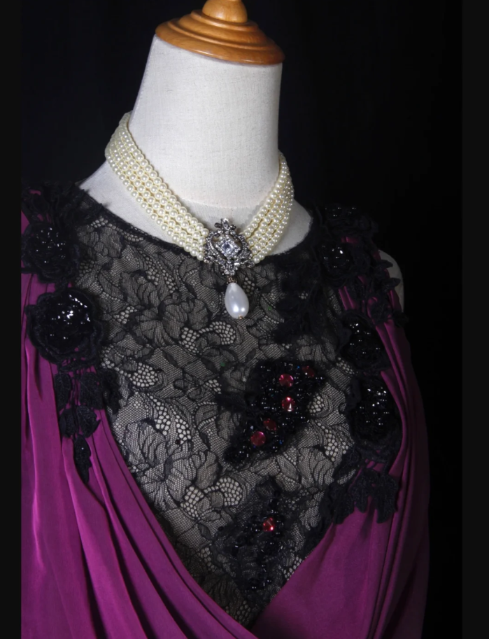 Elegant Sleeveless Purple Chiffon Lace Mermaid Long Party Dress Evening Gown With Beaded D2274