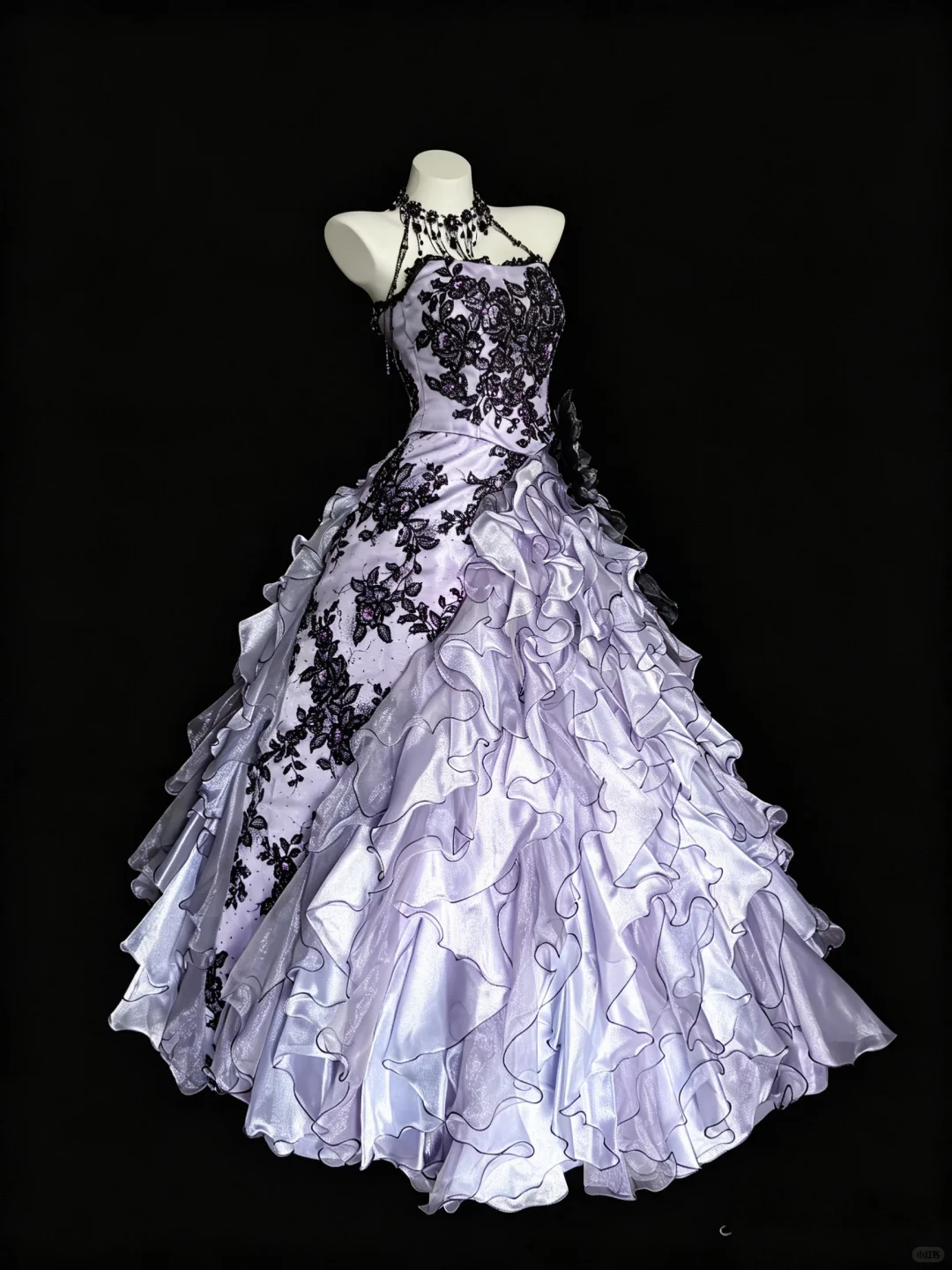 Pretty Halter Tulle Ruffles Appliques Sweet 16 Dress Purple Birthday Quinceanera Dress D5285
