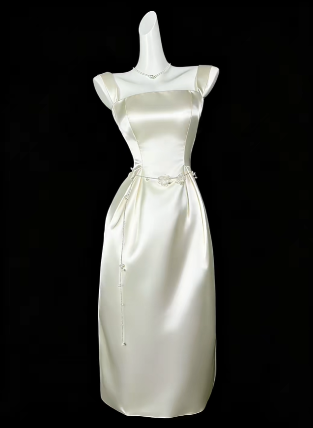Classy Spaghetti Straps Satin Sheath Long Wedding Guest Dress,Burgundy Long Birthday Party Dress D4208