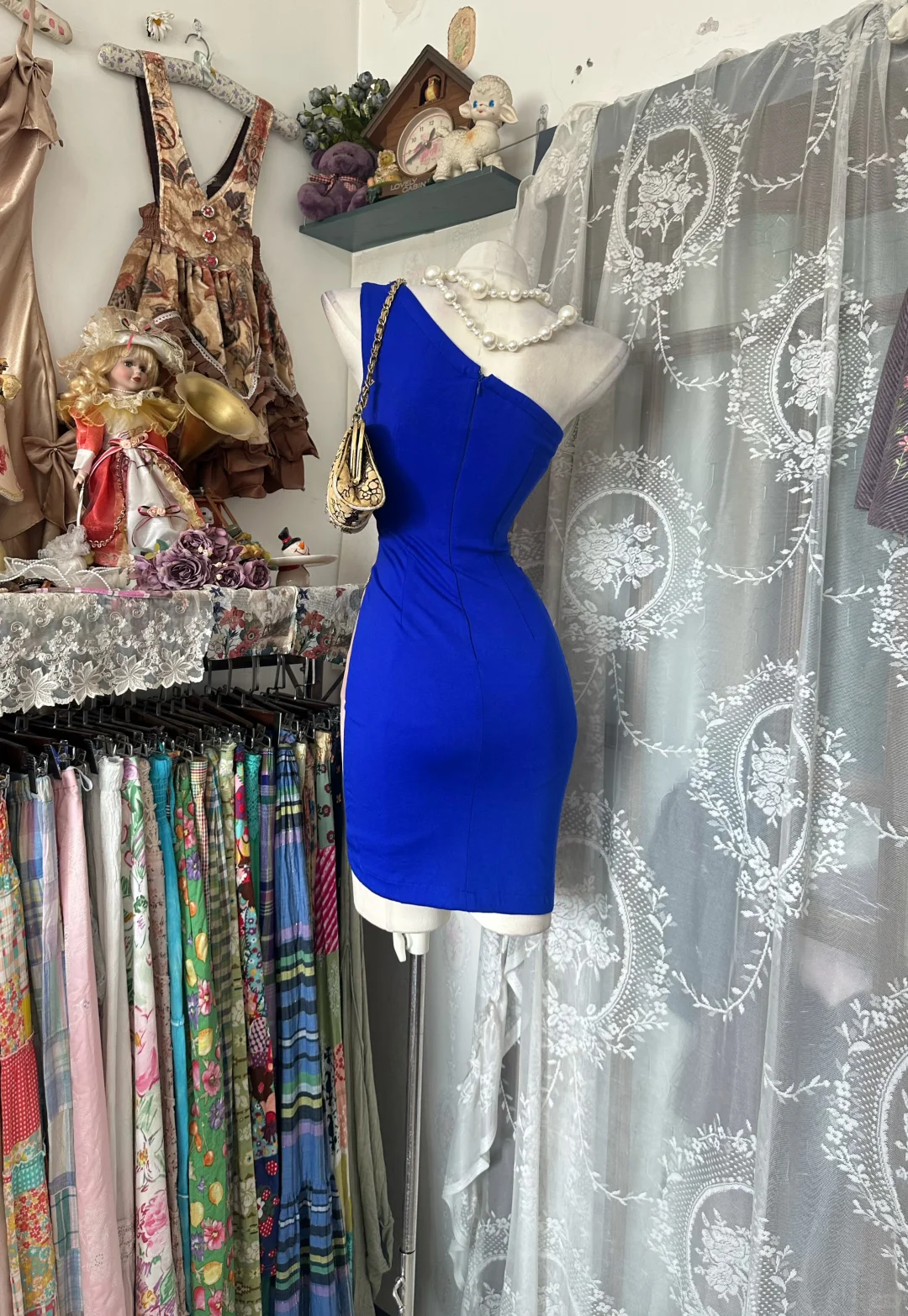 Sexy One Shoulder Satin Beaded Sheath Cocktail Dress,Royal Blue Short 6th Grade Homecoming Dress D3352