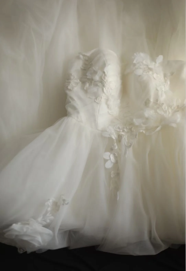 Fairy Strapless Tulle Appliqued Ball Gown White Long Wedding Dress D2323