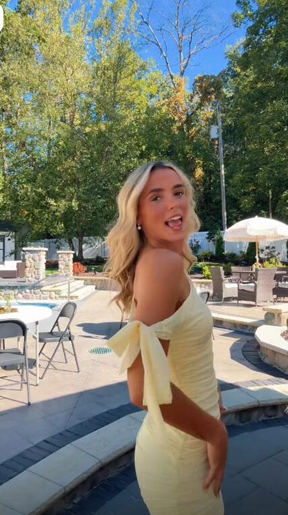 Cute Pastel Yellow Satin Pleated Sheath Short 8th Grade Homecoming Dress Cocktail Dress D3459