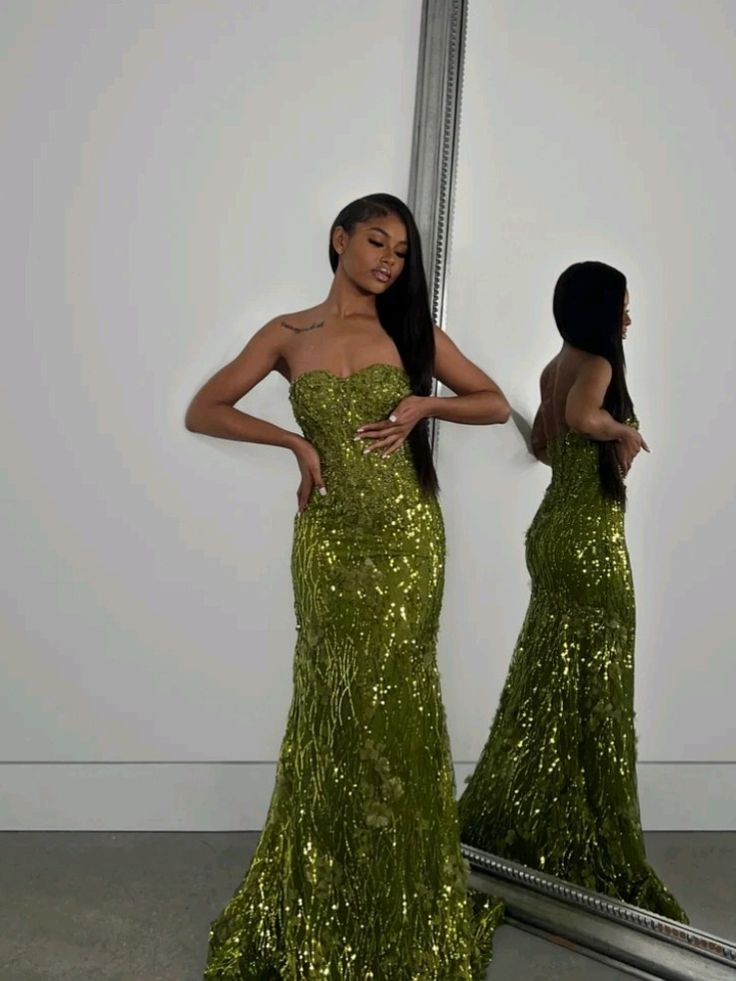 Sparkly Green Sweetheart Neck Tulle Sequin Appliques Mermaid Long Evening Dress Birthday Prom Gown D4725