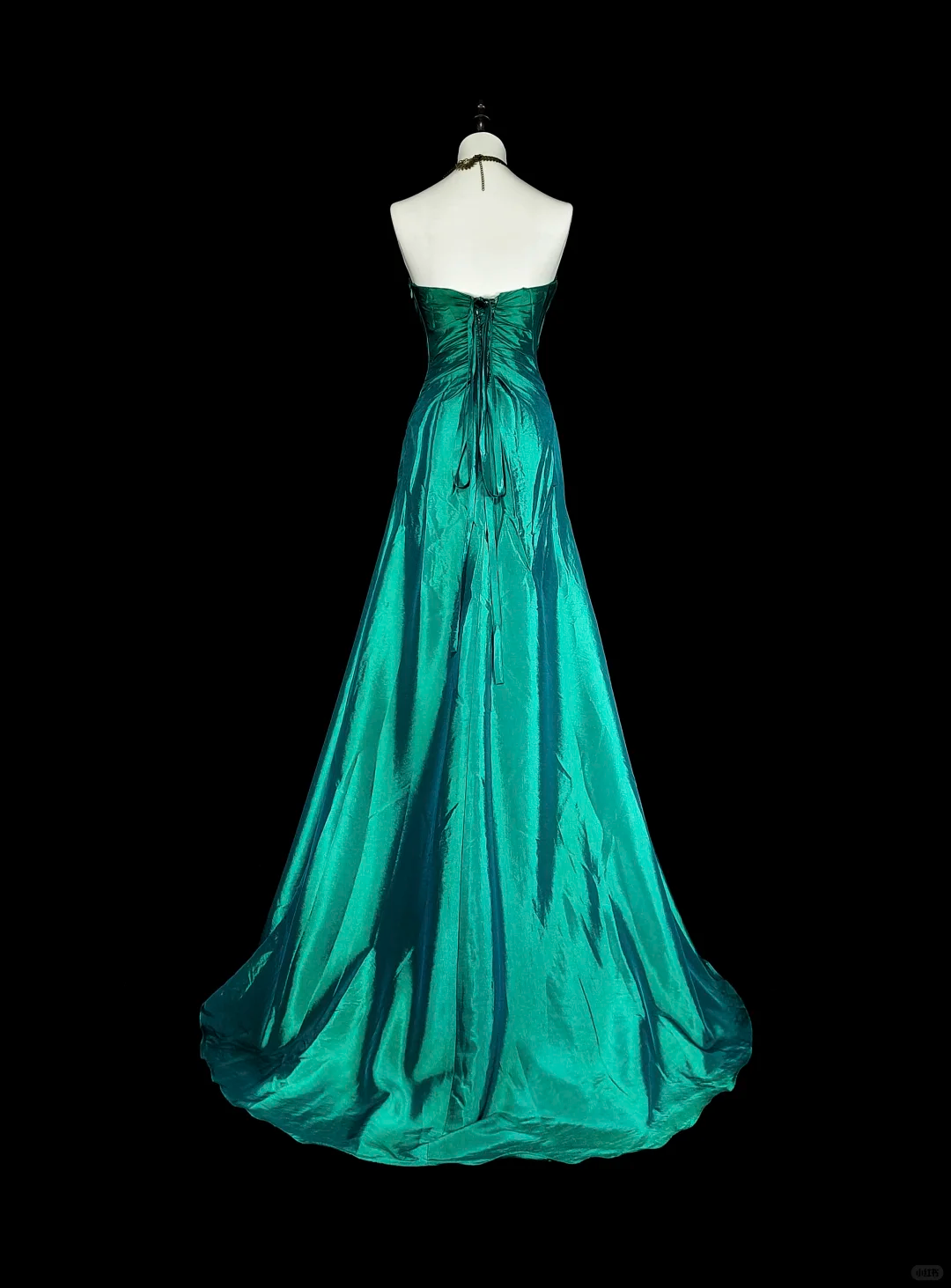 Charming Sweetheart Neck Satin Beaded Long Prom Dress Green Mermaid Evening Dress D5385