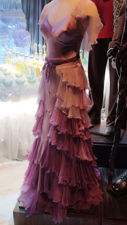 Unique Spaghetti Straps V Neck Ombre Purple Layered Chiffon Long Party Dress Birthday Evening Gowns D1966