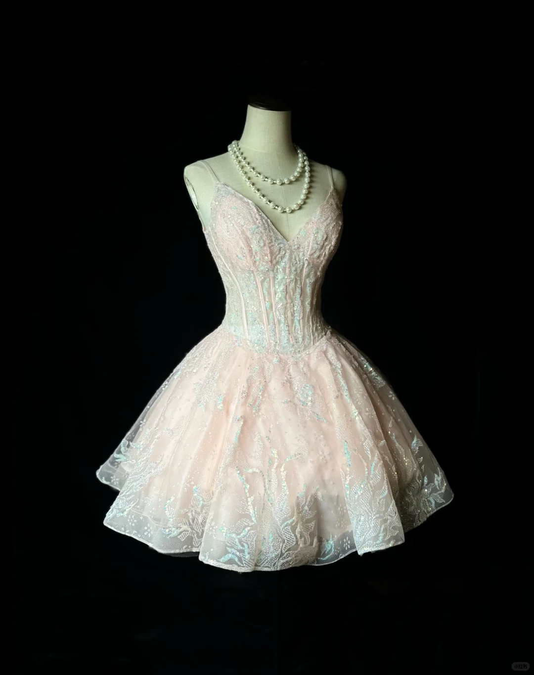 Glitter Pink Spaghetti Straps Tulle Sequin A Line Short Homecoming Dress Mini Party Dress D3252