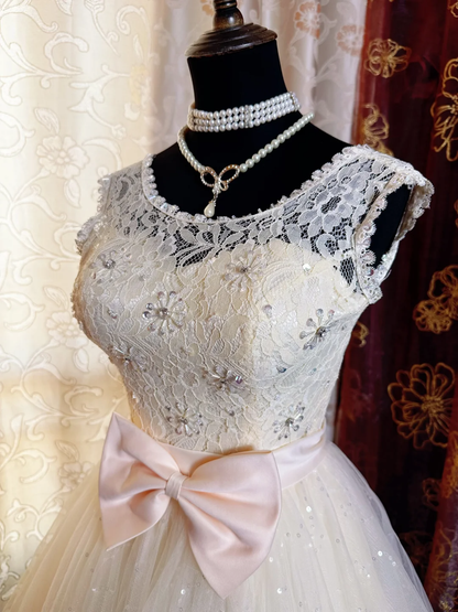 Sweet Lace Tulle Sleeveless A Line Short Homecoming Dress Formal 20th Birthday Outfit With Bow D730