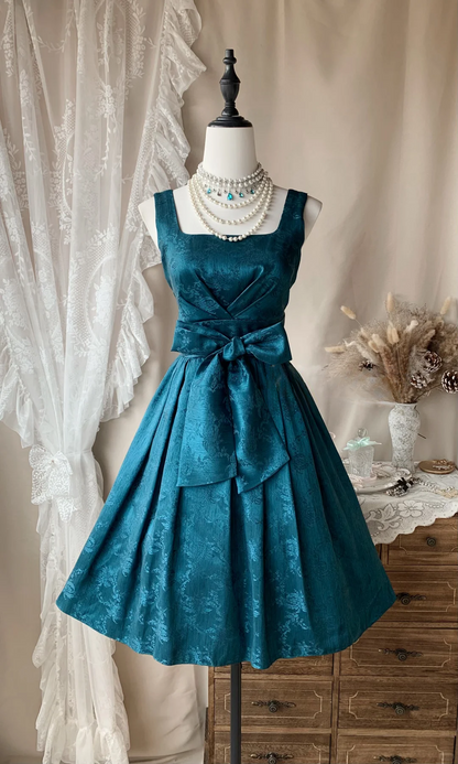 Vintage Peacock Blue Satin Print Floral Short Graduation Homecoming Dress,Spaghetti Straps A Line Birthday Outfits D3182