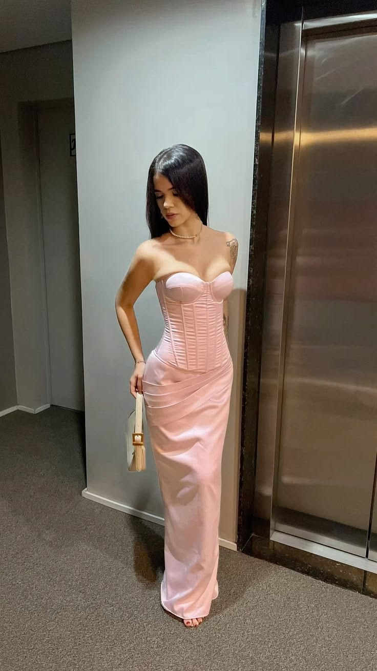 Glamorous Sweetheart Neck Pink Satin Mermaid Long Evening Dress Party Dress D5128