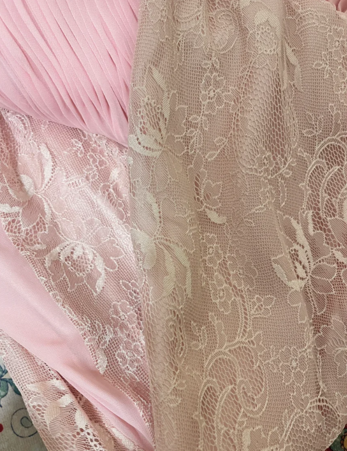Classy V Neck Pink Lace Chiffon Mermaid Long Wedding Guest Dress Formal Prom Dress Party Gown D2134