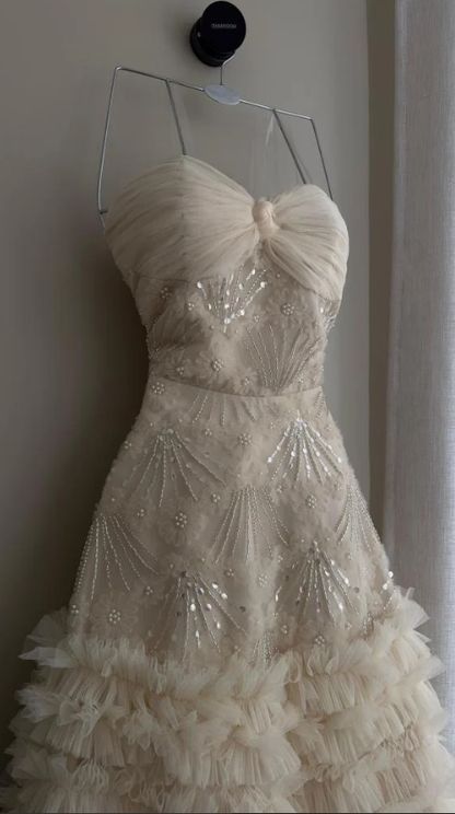 Elegant Sweetheart Neck Pink Sequin Tulle Lace Pleated Mermaid Long Party Dress Evening Gown D1602