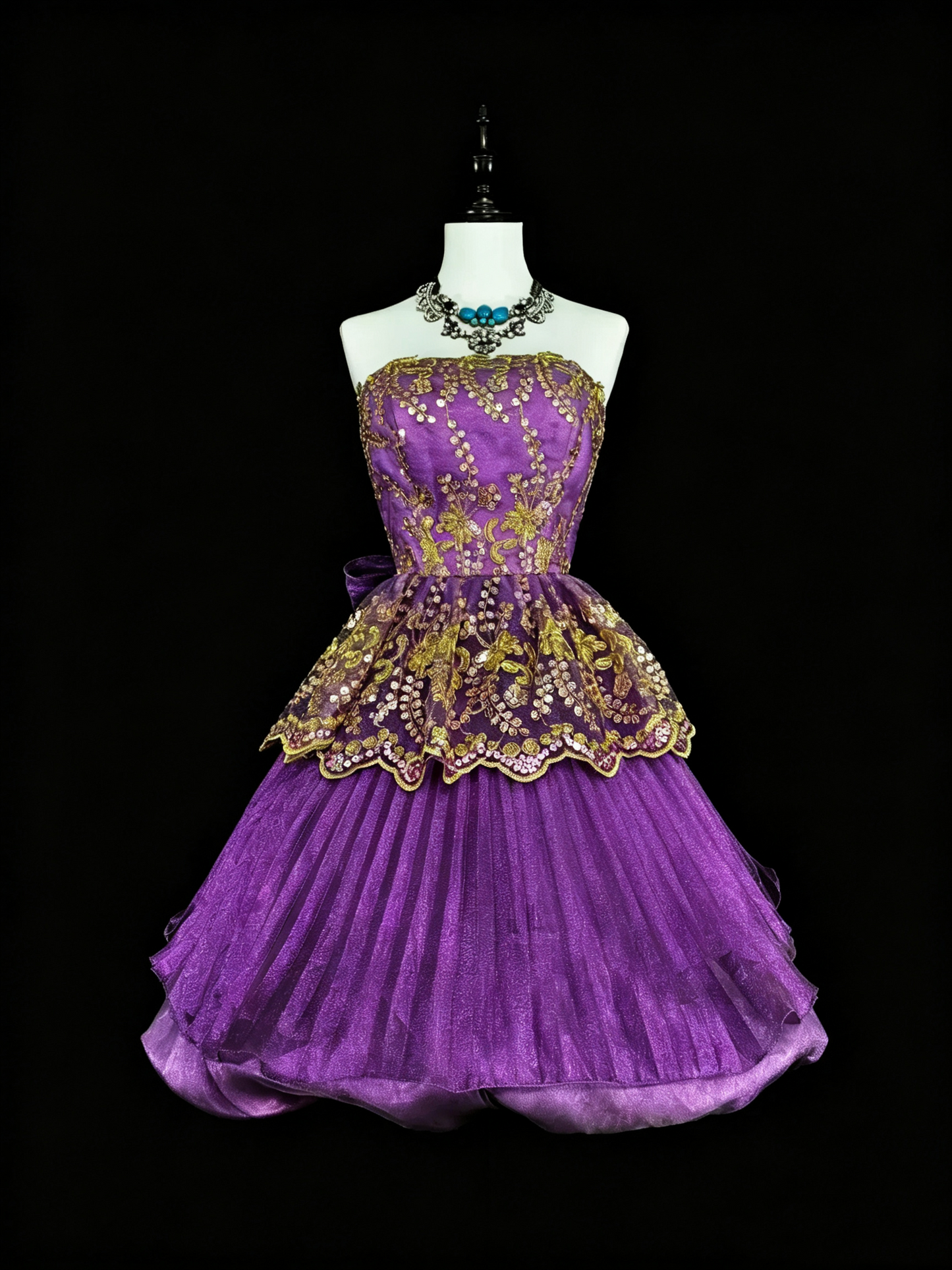 Vintage Purple Strapless Tulle Sequin A Line Short Graduation Homecoming Dress,Mini Birthday Dress D4065