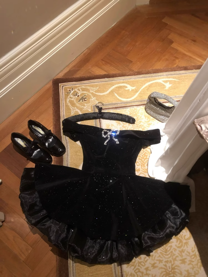 Black Off The Shoulder  Velvet Short Party Dress Birthday Dress S212