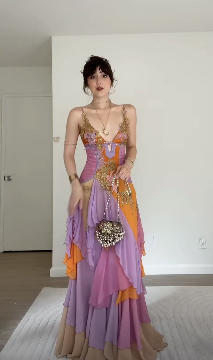 Vintage Spaghetti Straps Chiffon Appliques Long Party Dress Prom Dresses D4919