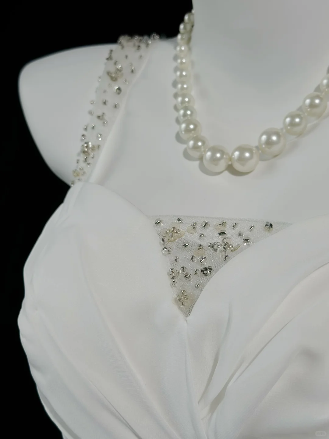 Pretty Spaghetti Straps White Chiffon Beaded A Line Long Evening Dress Birthday Prom Dress D2512